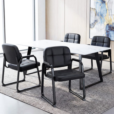 Waiting Room Guest Chairs Set of 4 Leather Office Reception Chairs