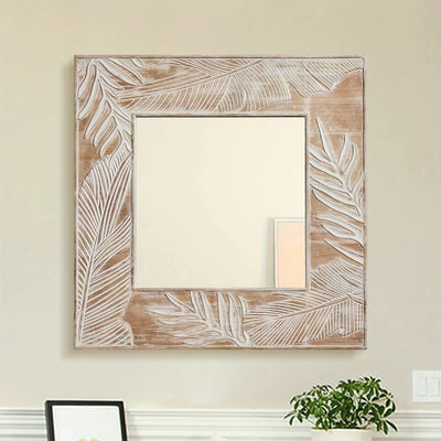 Wall Mirror - Rustic Wood Square