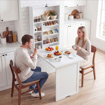 Wall Mounted Fold-Out Convertible Floating Desk Space Saver-White