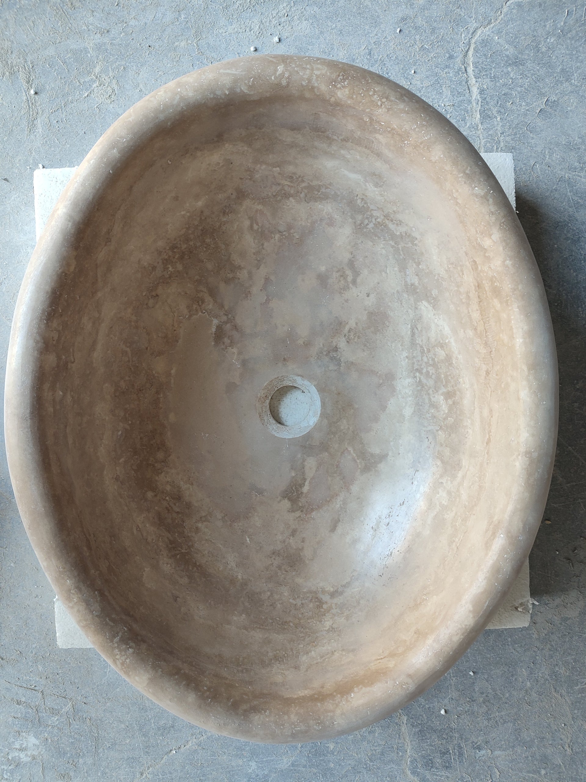 Walnut Travertine Natural Stone Vessel Sink Honed and Filled (W)17