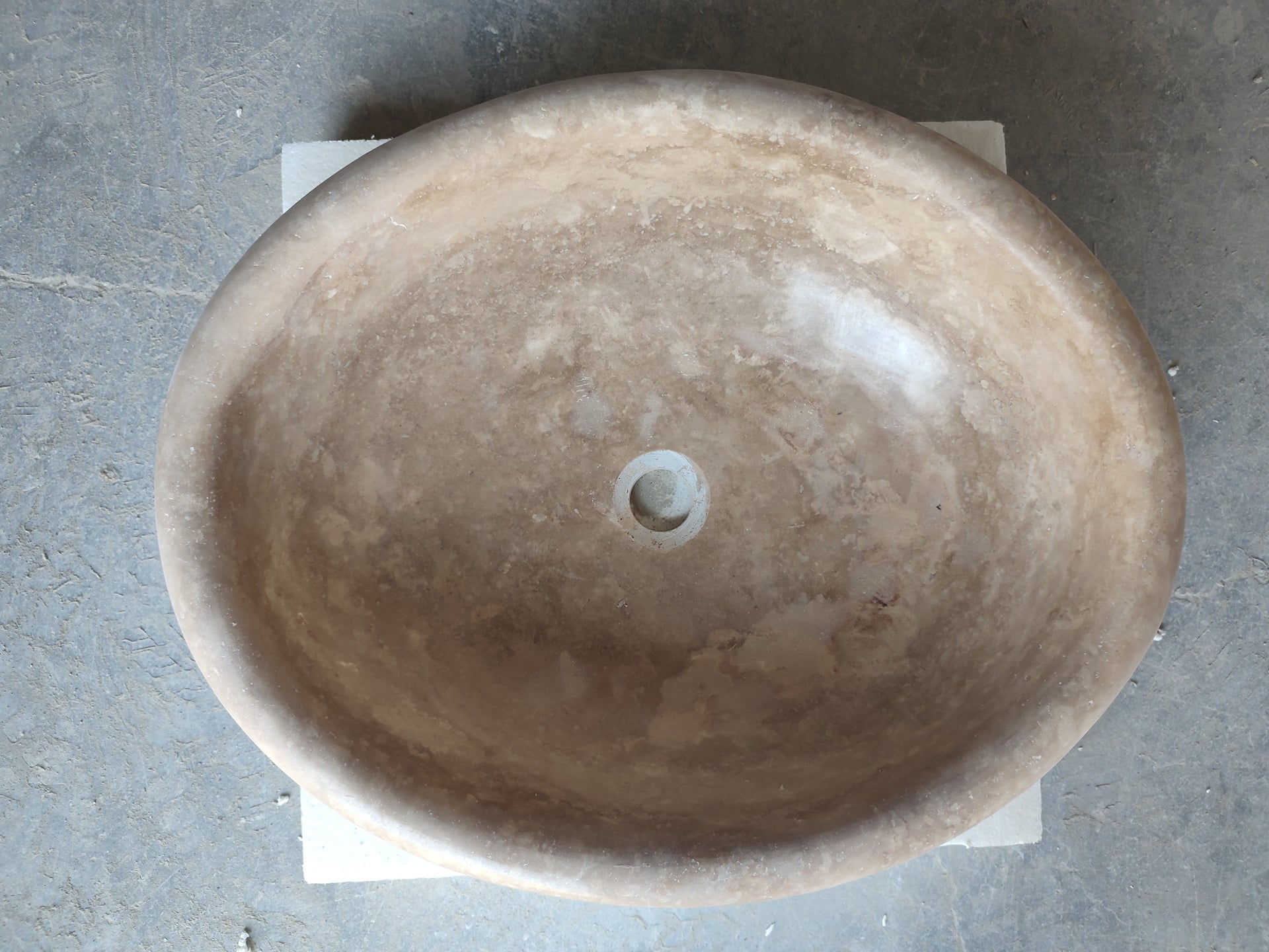 Walnut Travertine Natural Stone Vessel Sink Honed and Filled (W)17