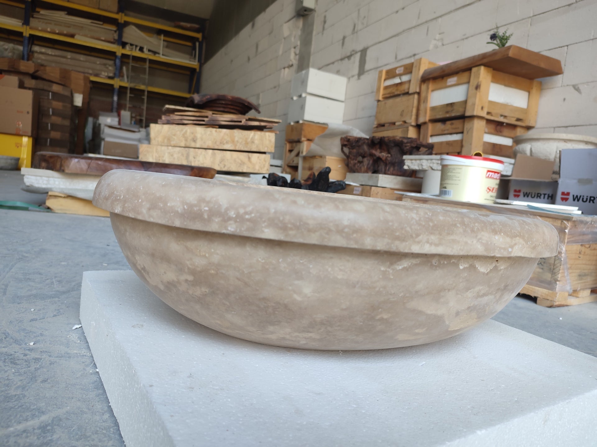 Walnut Travertine Natural Stone Vessel Sink Honed and Filled (W)17