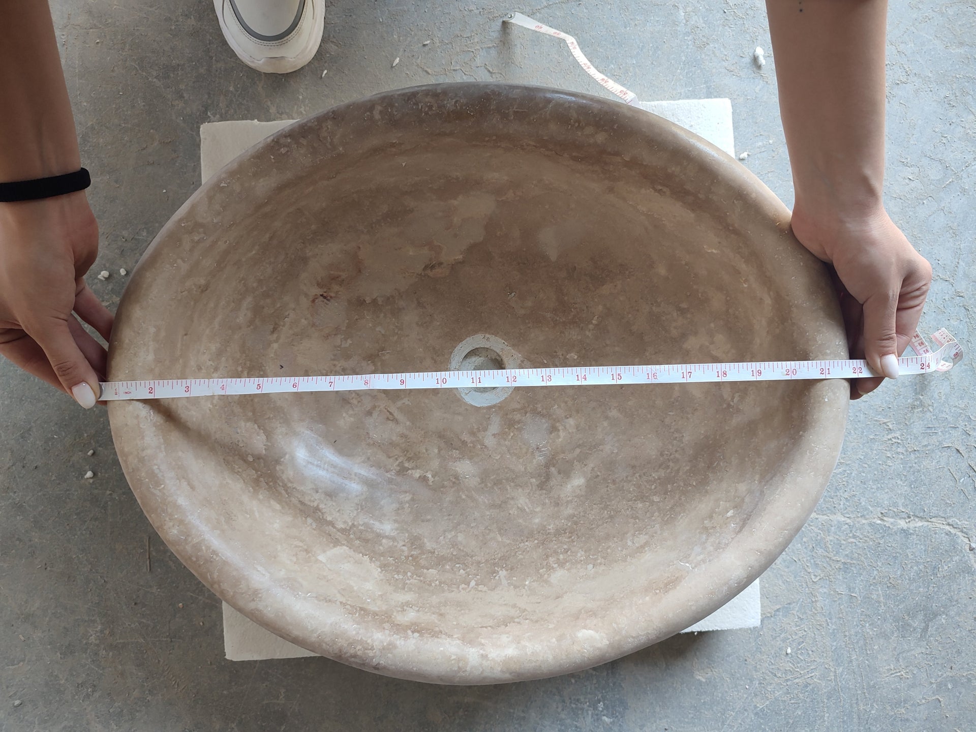 Walnut Travertine Natural Stone Vessel Sink Honed and Filled (W)17