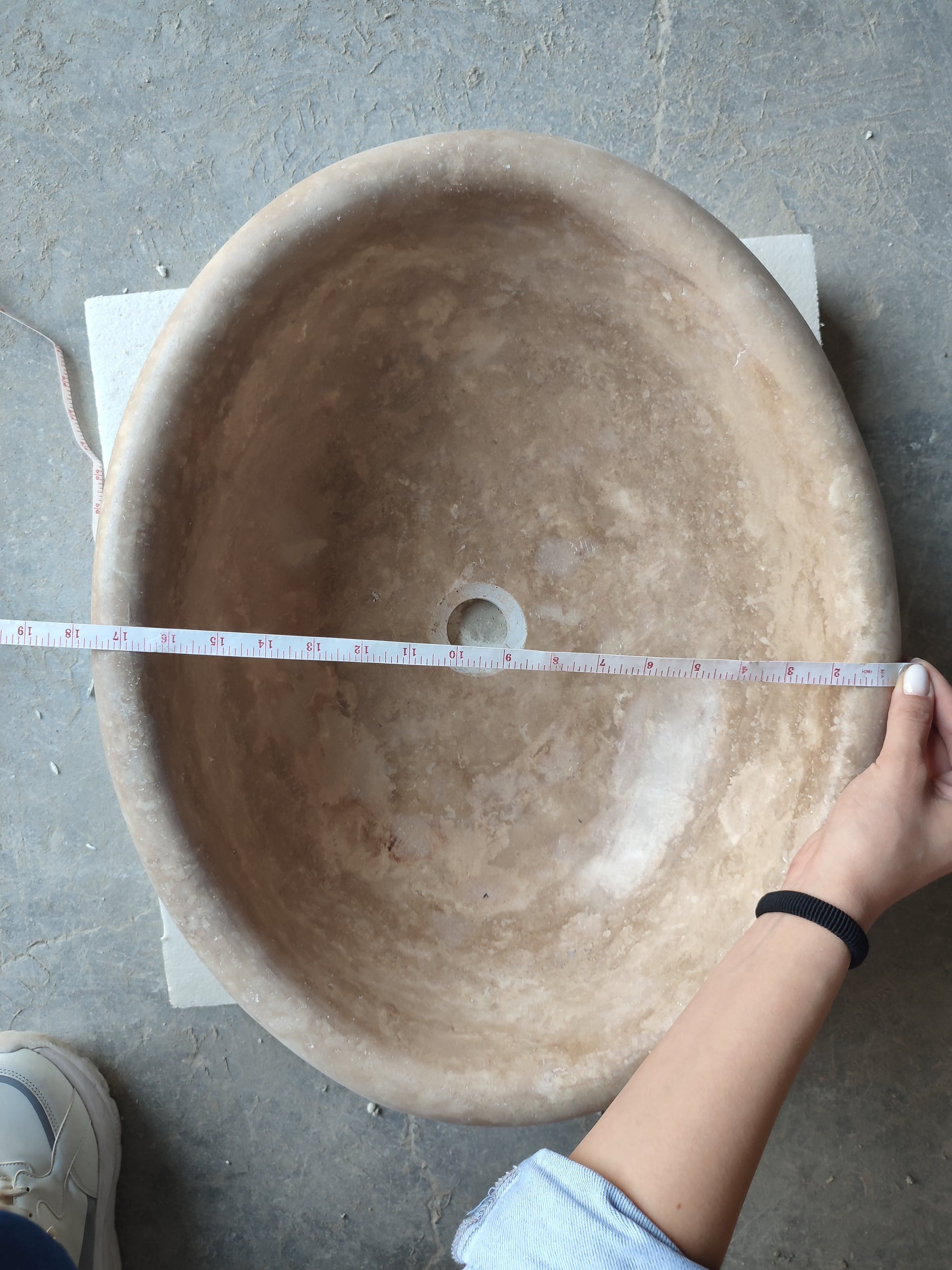 Walnut Travertine Natural Stone Vessel Sink Honed and Filled (W)17