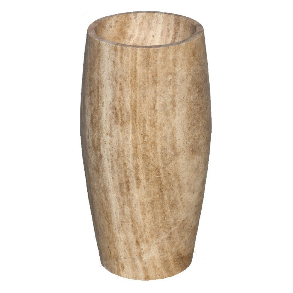 Walnut Travertine Pedestal Stand-alone Sink Curved Honed (D1)16
