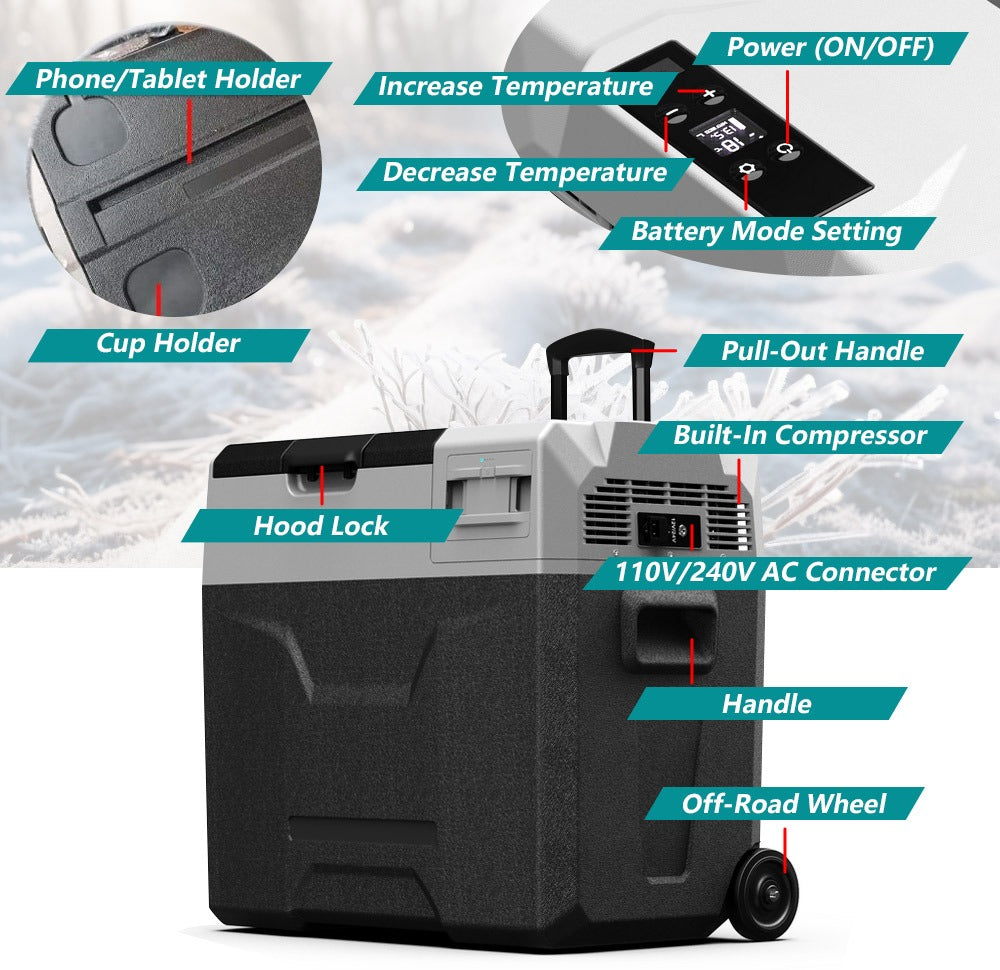 Glarewheel Electric Cooler Iceless Portable Refrigerator 50L