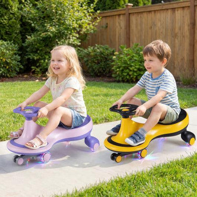 Wiggle Car Ride-on Toy with Flashing Wheels-Purple
