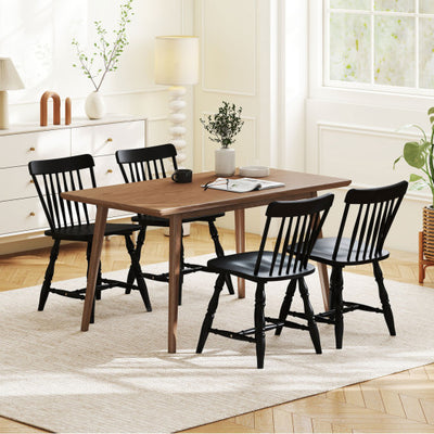 Windsor Dining Chairs Set of 4 with Curved Spindle Back-Black
