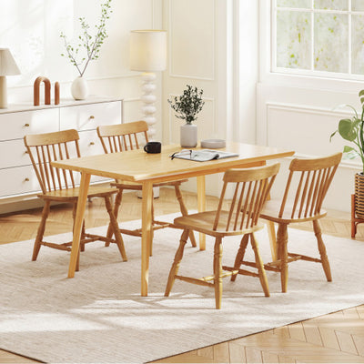 Windsor Dining Chairs Set of 4 with Curved Spindle Back-Natural