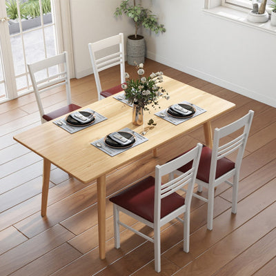 Wood Dining Chairs Set of 4 with Rubber Wood Frame-White