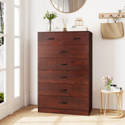 Wooden Chest of Drawers with Anti-toppling Device and Metal Handles