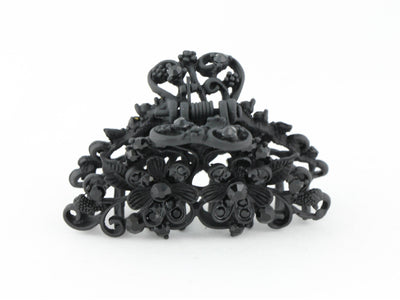 Neutral black color hair claw clip with tiny diamante flowers