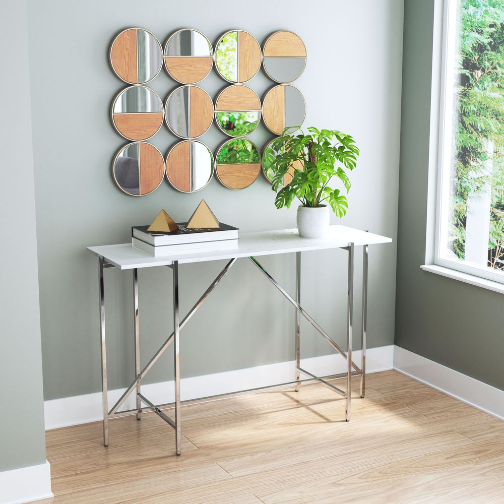 Zuo Modern Cycle Round Mirror in Gold and Walnut