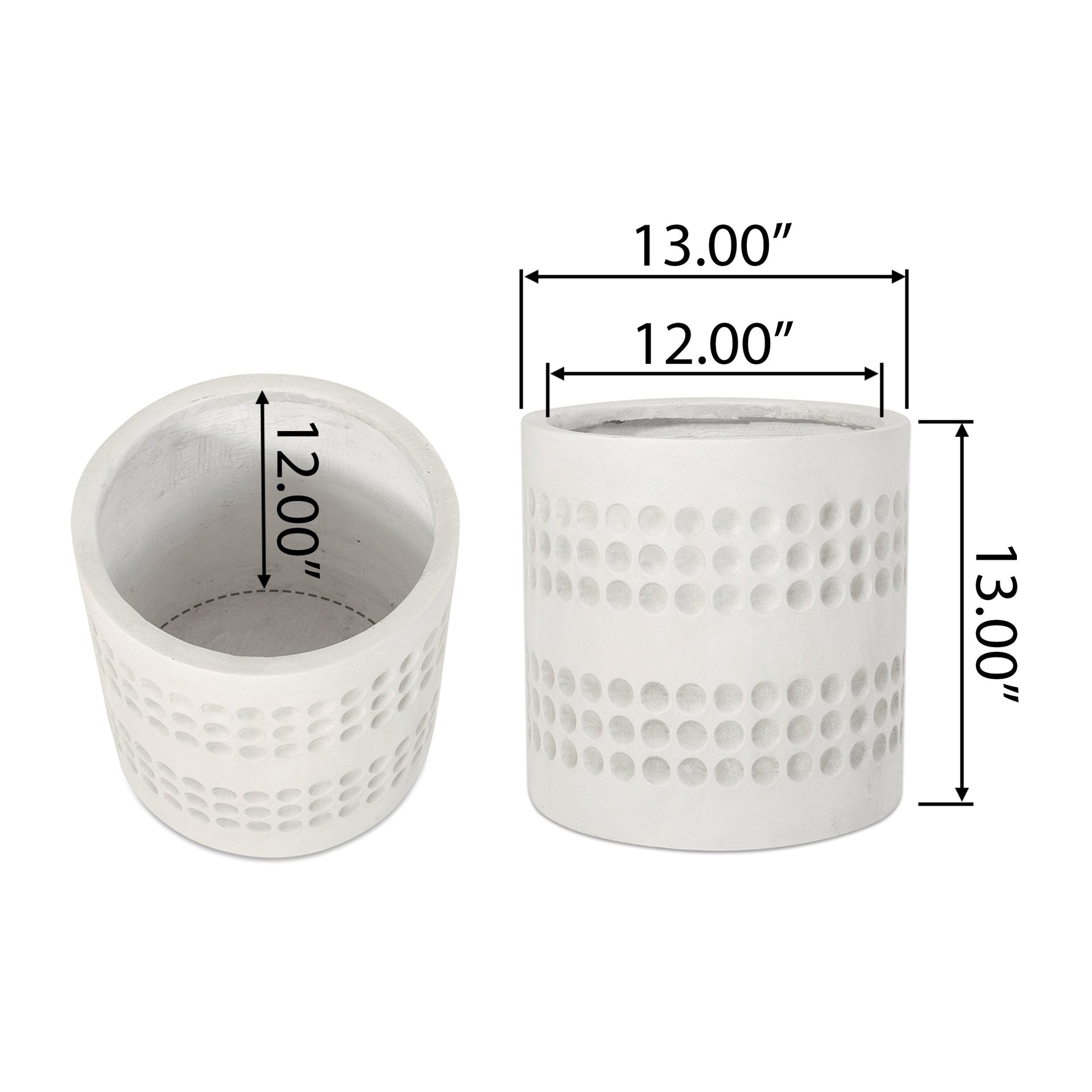 13-Inch cube Antique White MGO Planter