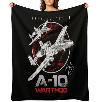 A-10 Thunderbolt II Warthog Subsonic Attack Aircraft Nicknamed Hog Us Air Force Fighterjet Throw Blanket