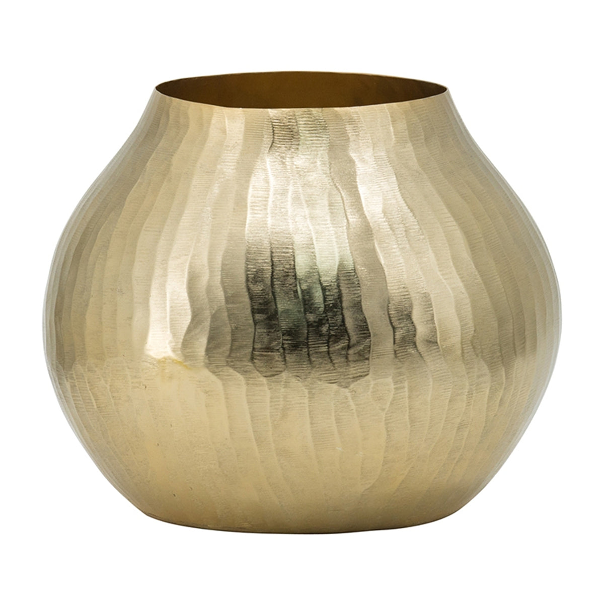 11x11x9' Aluminum Chisel Flower Vase, Gold