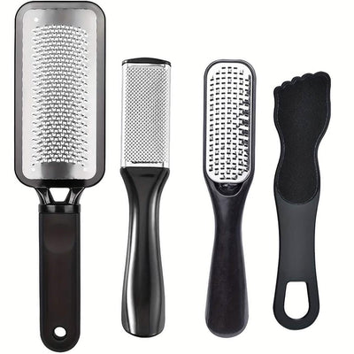 4-Piece Stainless Steel Foot File Set – Callus & Dead Skin Remover