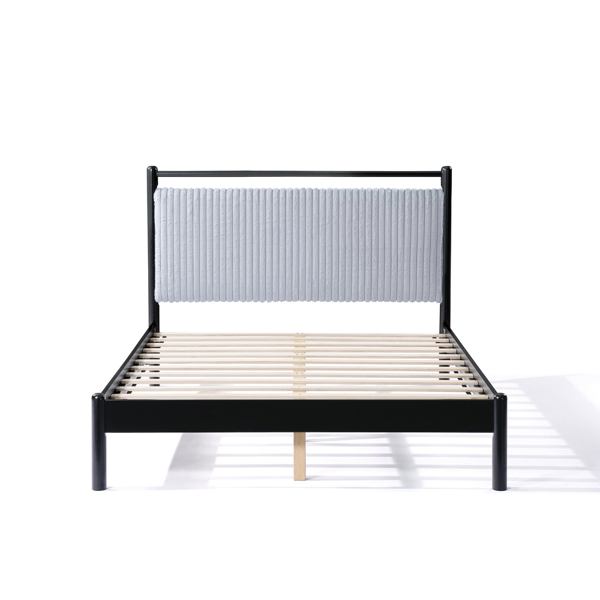 Queen Wood Bed Frame with Fluffy Soft Headboard