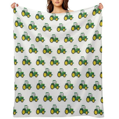 Green Tractors - Farming - Farm Themed Throw Blanket