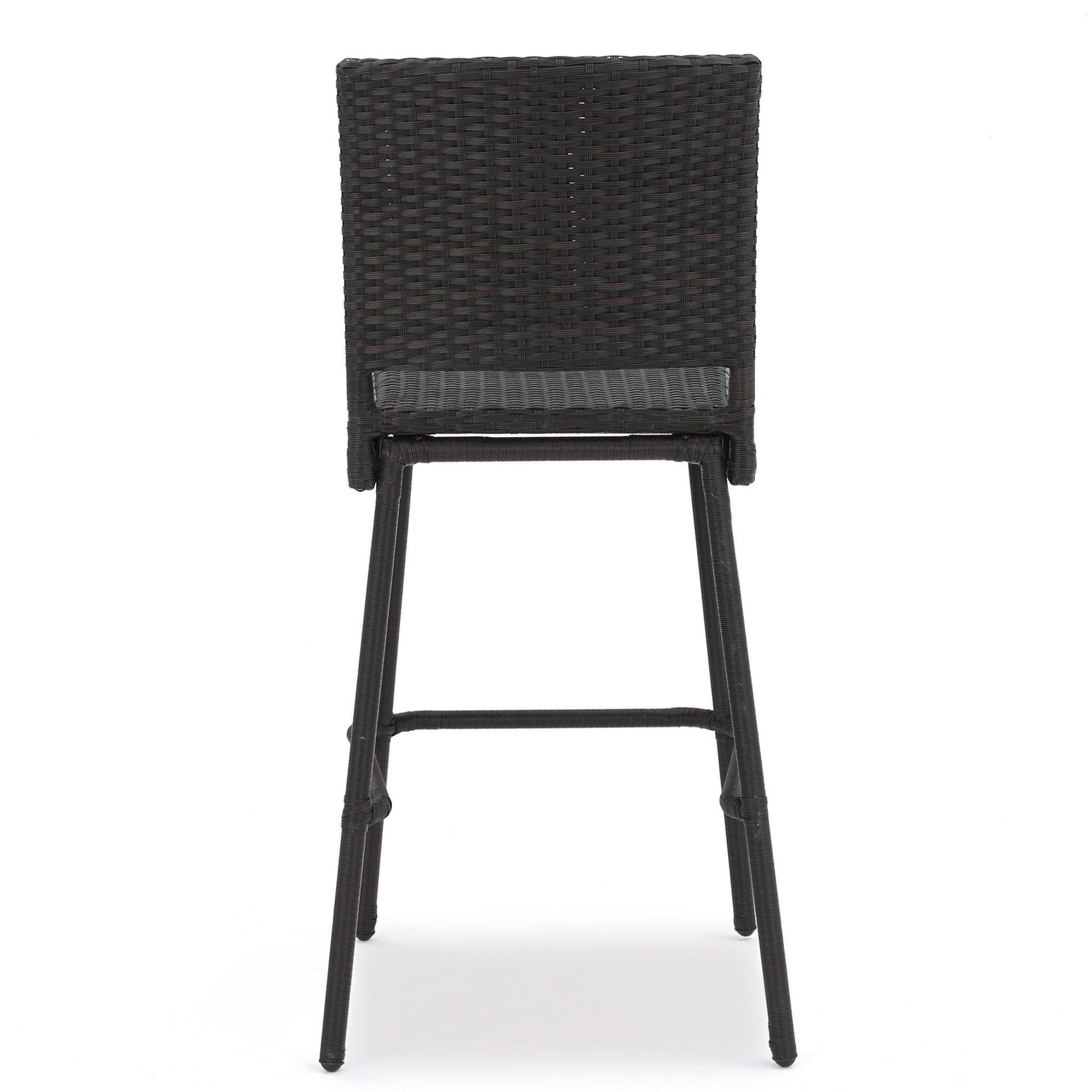 29' Outdoors PE Rattan Armless Barstools, Set of 2, Dark Brown