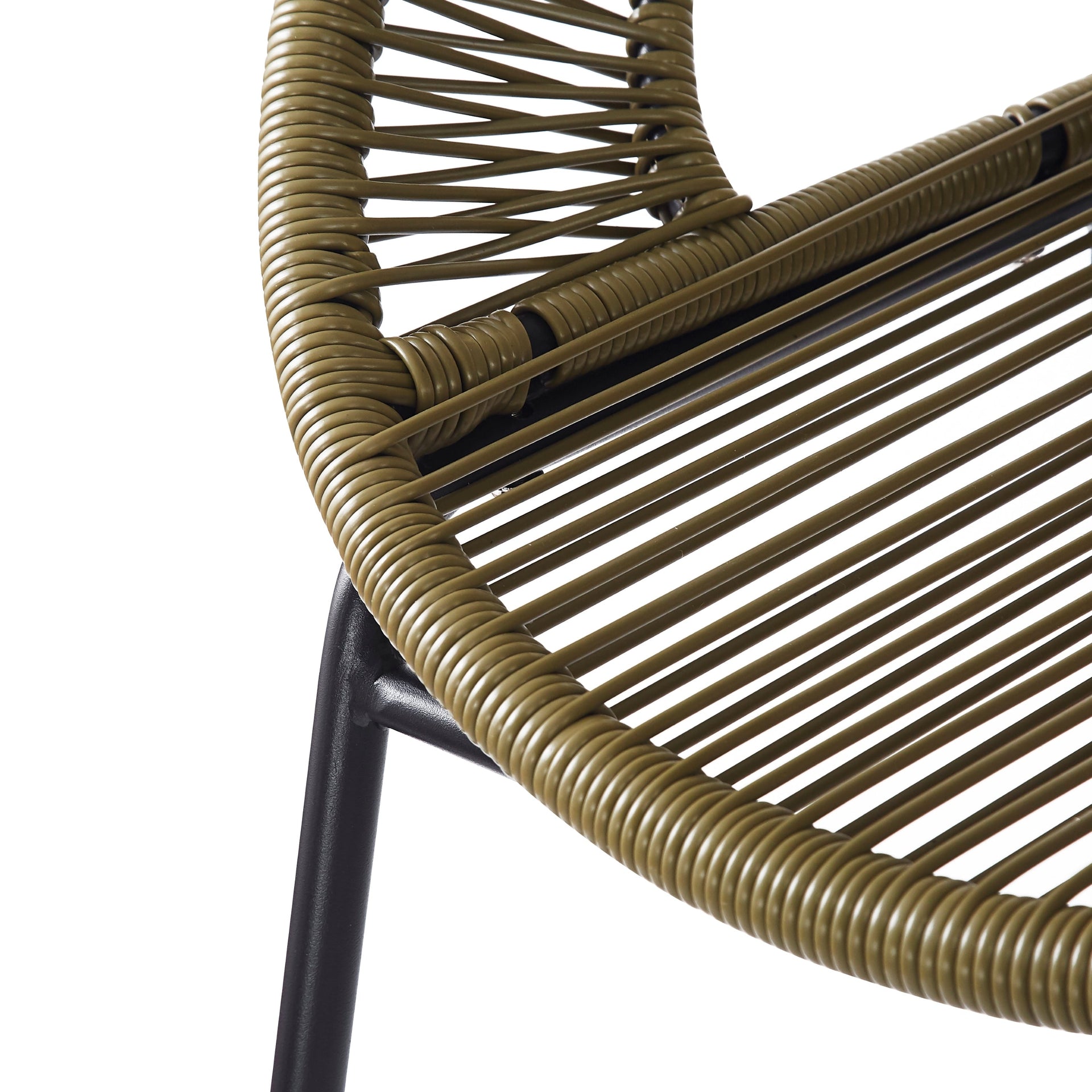 Ferrara Outdoor Patio Green Faux Wicker Barstool Set with Ergonomic Design and Durable PE Material