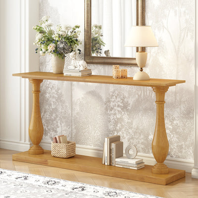 Vintage Sofa Table Console Table with Luxurious Pine Veneer and Elegance Vase-Leg Design,for Living Room Study room Entryway Bedroom