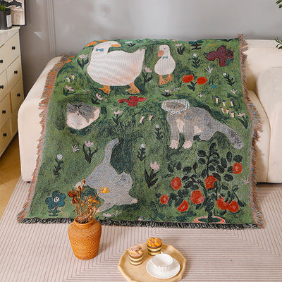 Ancient-style Artistic Tapestry Sofa Blanket Knitted Throw Blanket