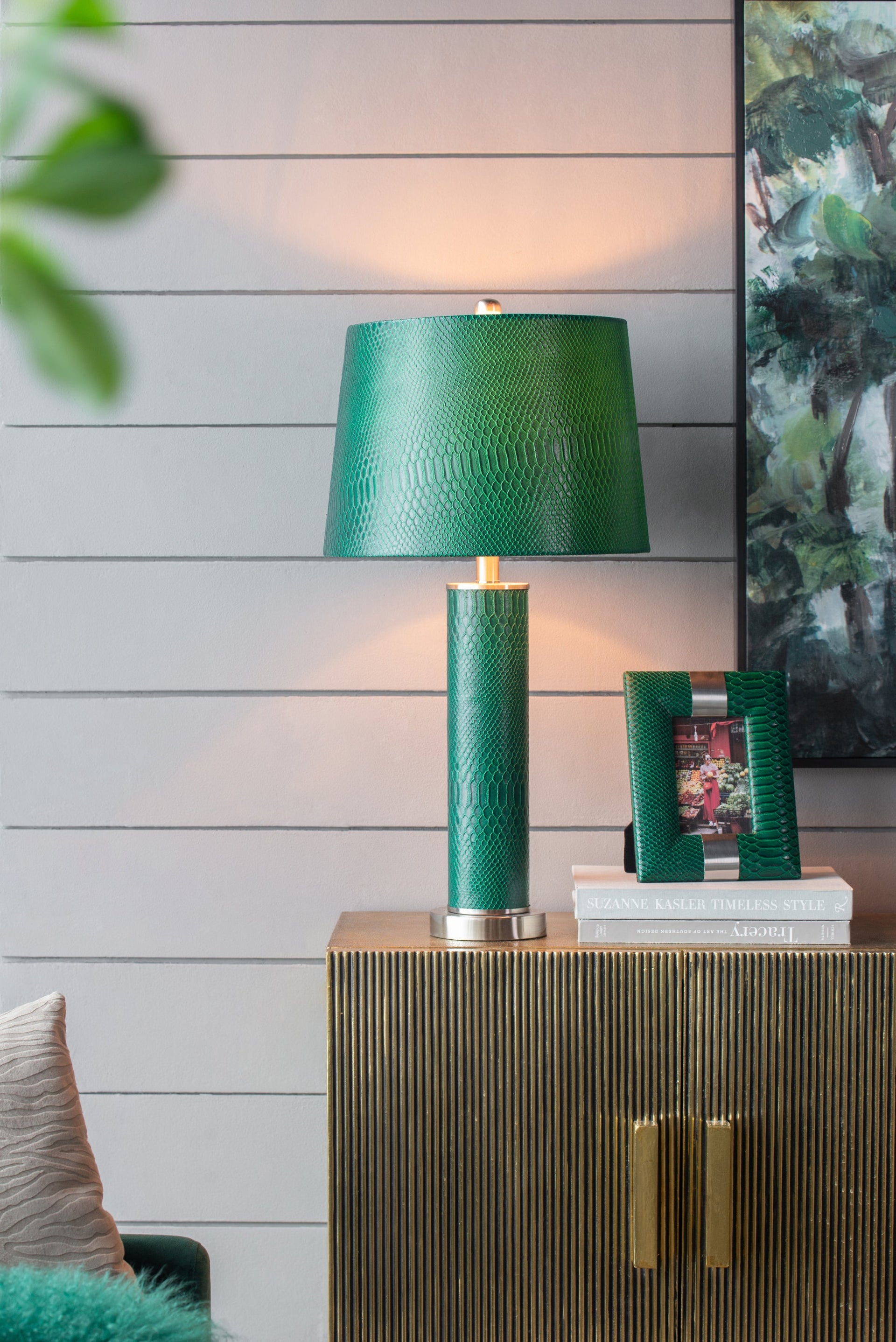 14x14x27' Leather Table Lamp