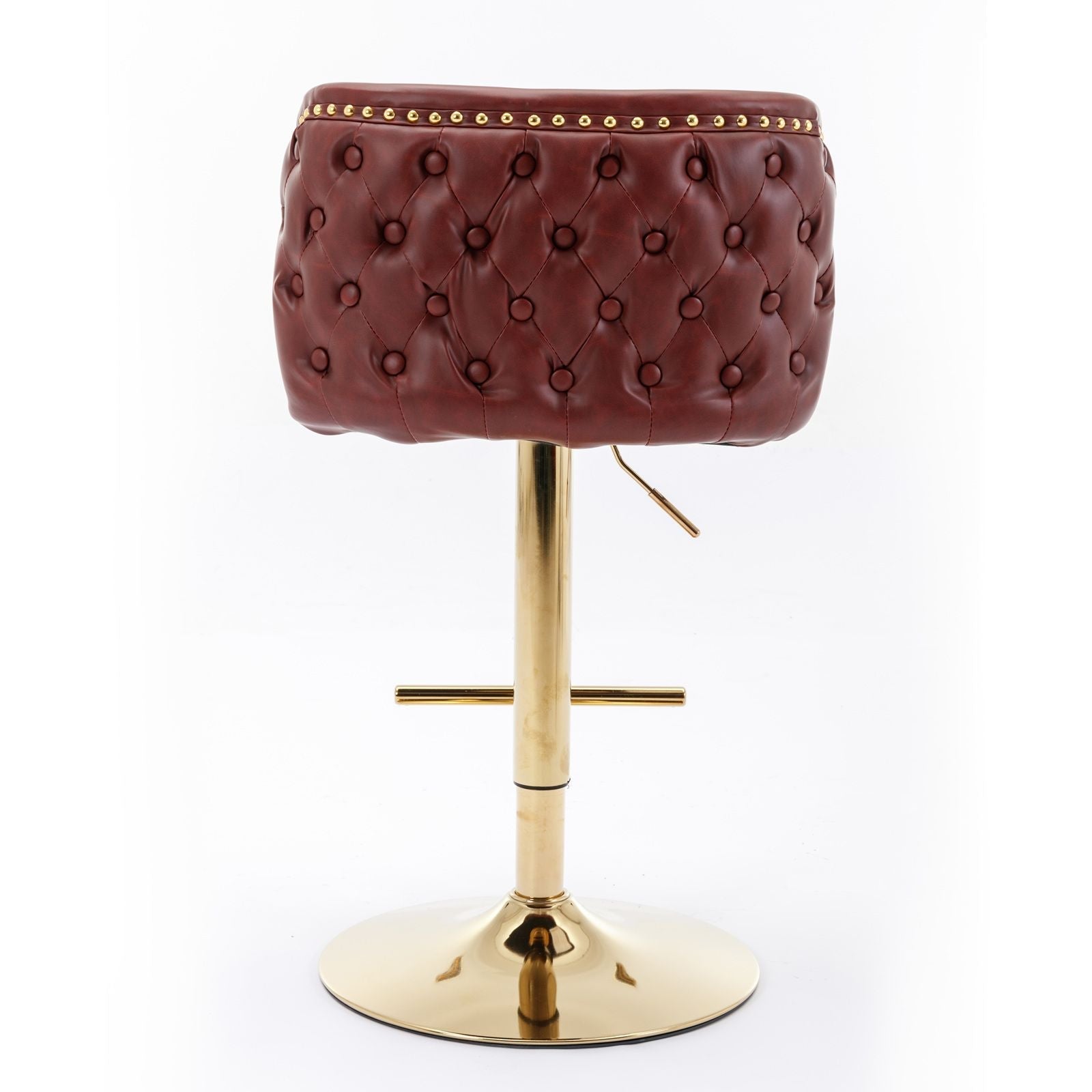 A&A Furniture,Swivel Barstools Adjusatble Seat Height, Modern PU Upholstered Bar Stools with the whole Back Tufted, for Home Pub and Kitchen Island(Wine Red, Burgundy, Set of 2)