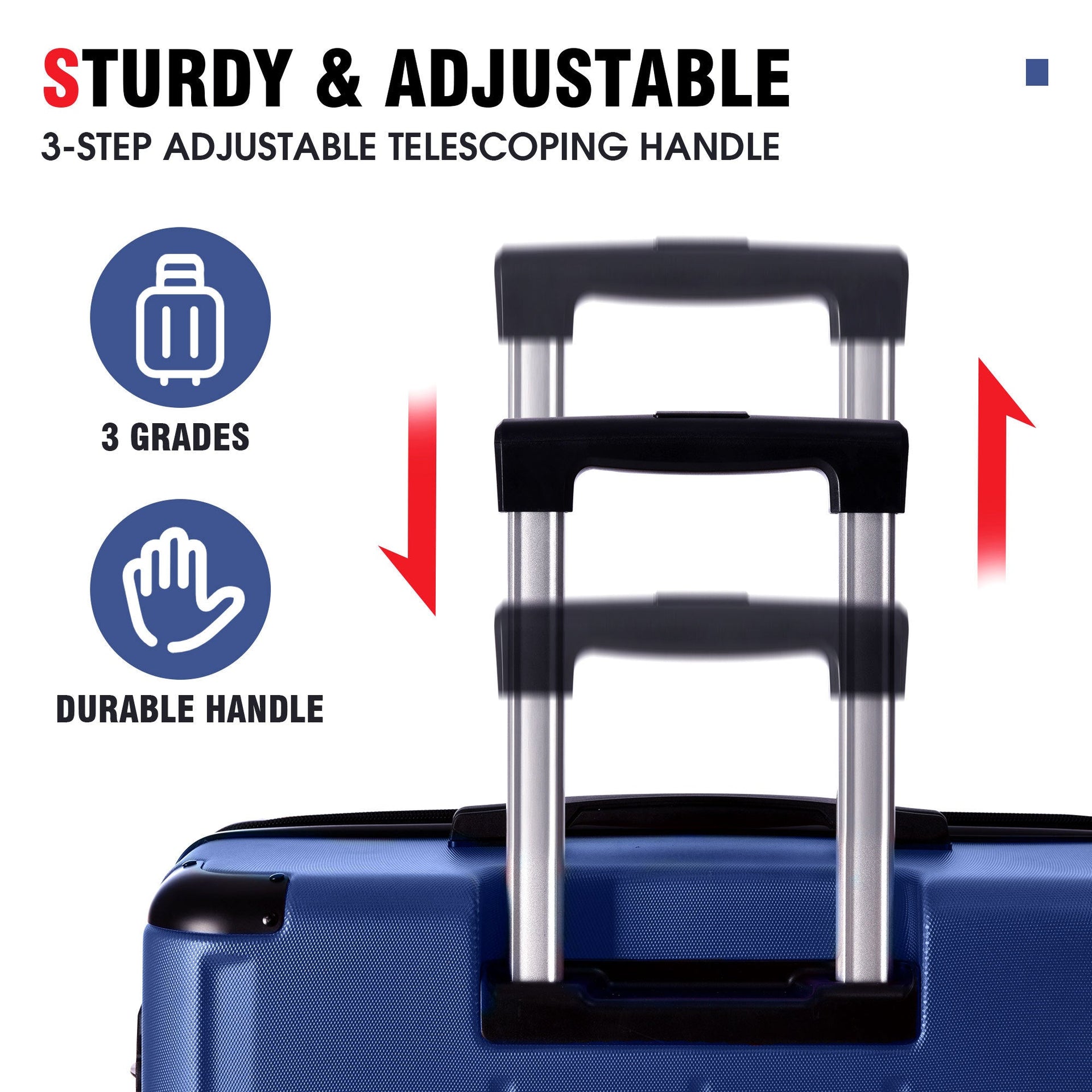 Luggage Sets 3 Piece, Expandable Hard shell ABS Suitcases with Double Spinner, Travel luggage Set with TSA Lock (20/24/28inch, Blue)