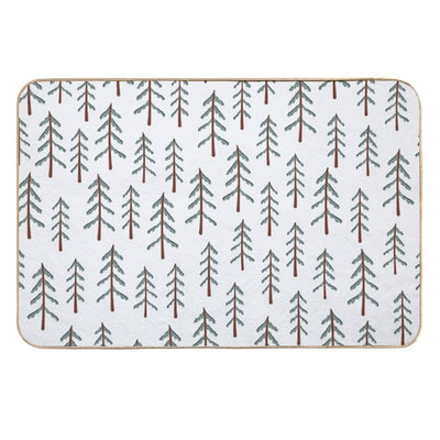 Fir Tree Doodle Wood Anti-Trip Bath Mat
