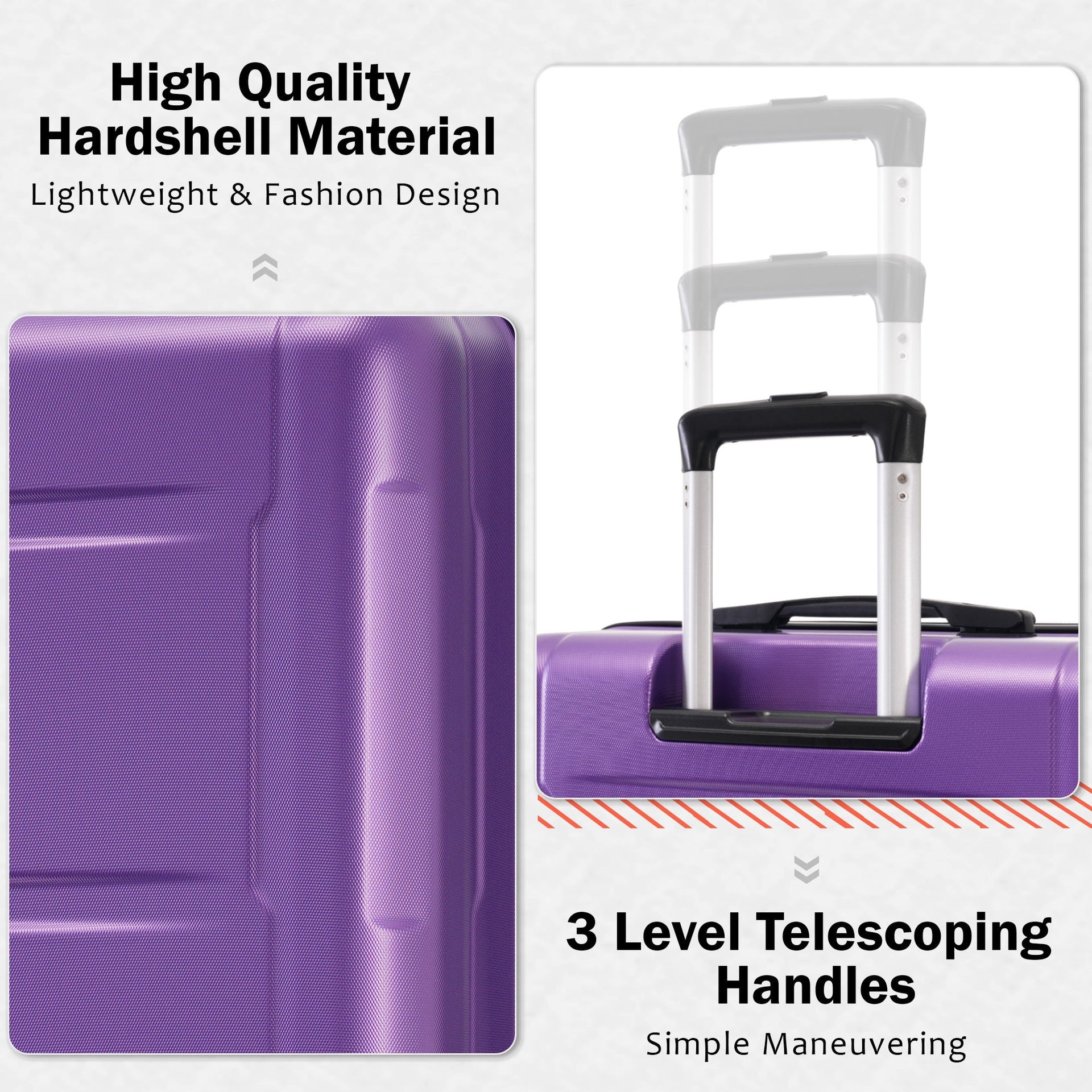 2 Piece Luggage Set with Bags Expanable Spinner Wheels ABS Lightweight Suitcase with TSA Lock 20inch+28inch