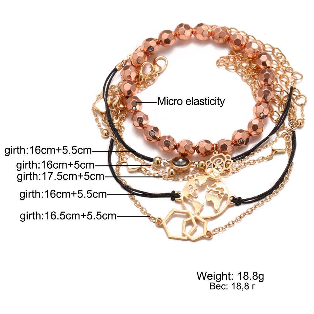 Boho Rose Map Bracelets & Bangles for Women Bohemian Round Charm Bracelet Set Fashion Multilayer Accessories Luxury Jewelry