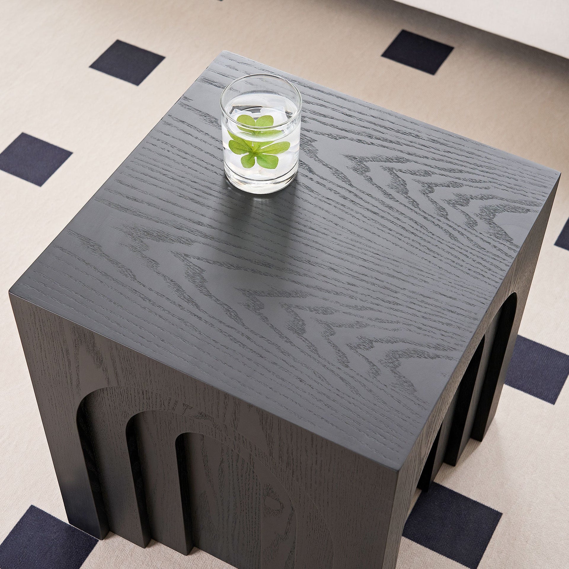 15.74'' Square Side Table Small Coffee Table Accent Table Bedside Table for Living Room Bedroom,BLACK
