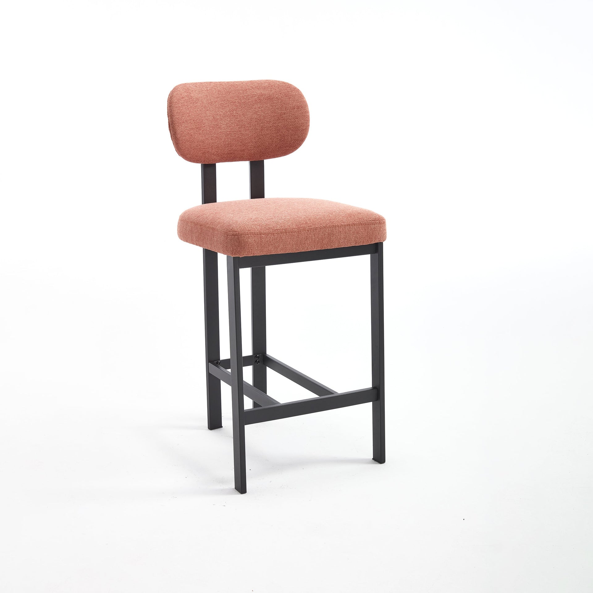 Bar Stools Set of 2, 26 inch Modern Upholstered Fabric Counter Height Barstools, Kitchen Island Chairs with Black Metal Legs for Dining Room/Kitchen Island/Bar