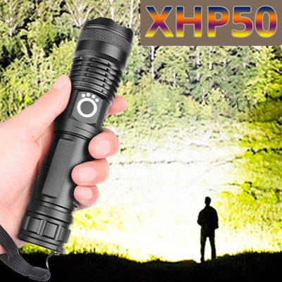 Adjustable Rechargeable Powerful Zoomable LED USB Flashlights High Lumens Powerful Tactical Waterproof Super Bright Flashlights Best For Camping Outdoor Hiking Running Riding