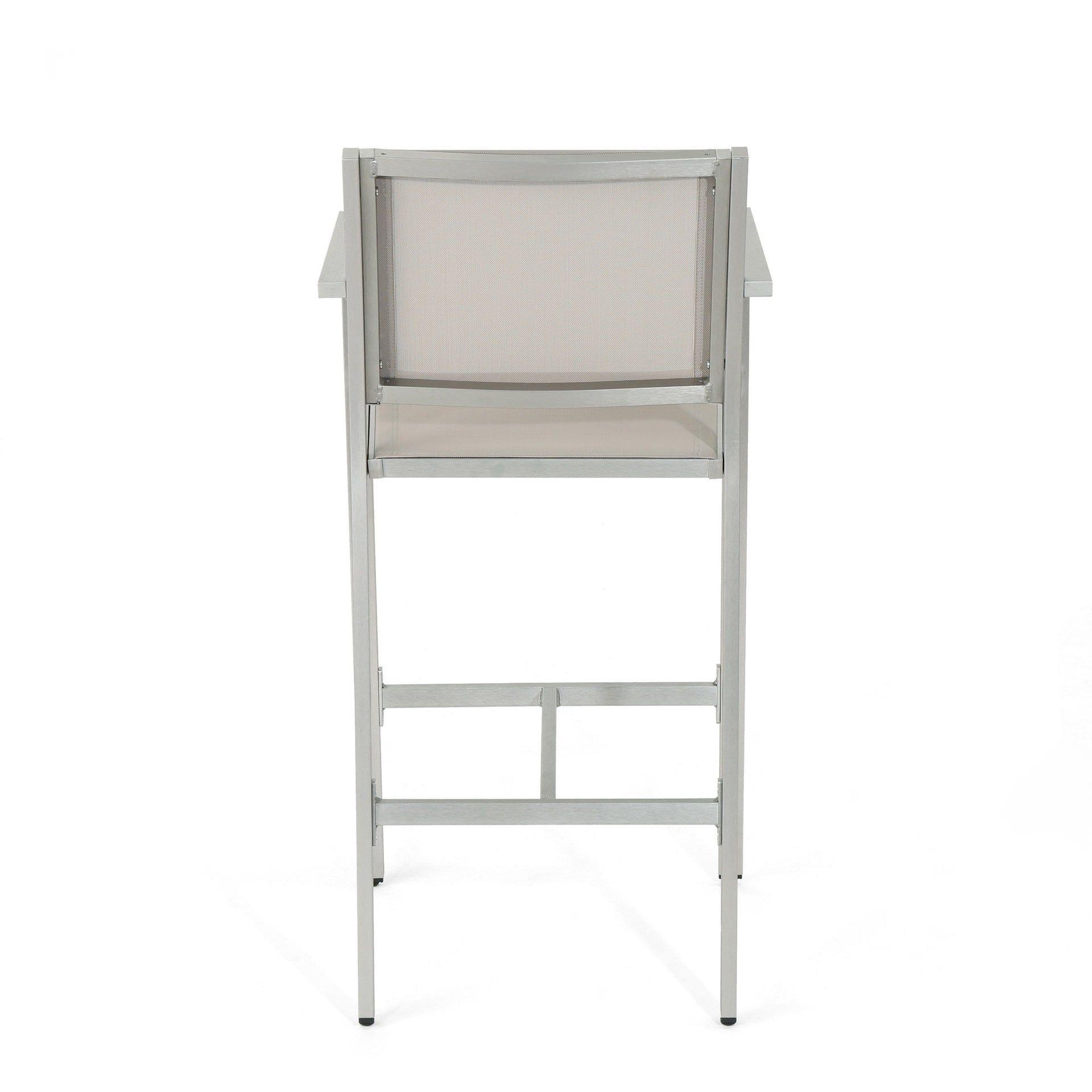 29.5' Outdoor Rust-Proof Aluminum Barstools with Grey Mesh Backrest and Seat, Set of 2