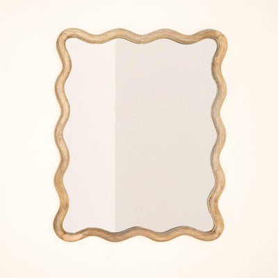 Decorative Wavy Wall Mirror with Mango Wood Frame, 36x48