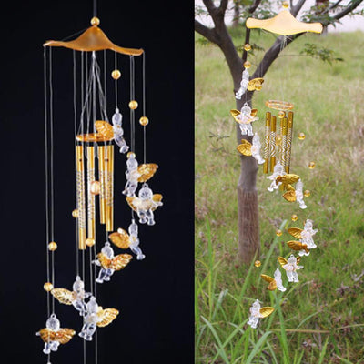 Antique Resonant 5 Tubes Love Angel Wind Chime Bells Hanging Living Bed Home Decor Gift Car Praying Hanging Garden Decoration Decor Wind Chime Outdoor Yard Garden Deco Wind Chimes