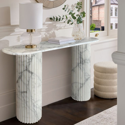 Arabescato Carara Marble Fluted Legs Designer Console