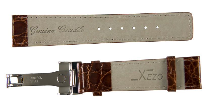 Brown Crocodile Leather Band for Watches - 20 mm