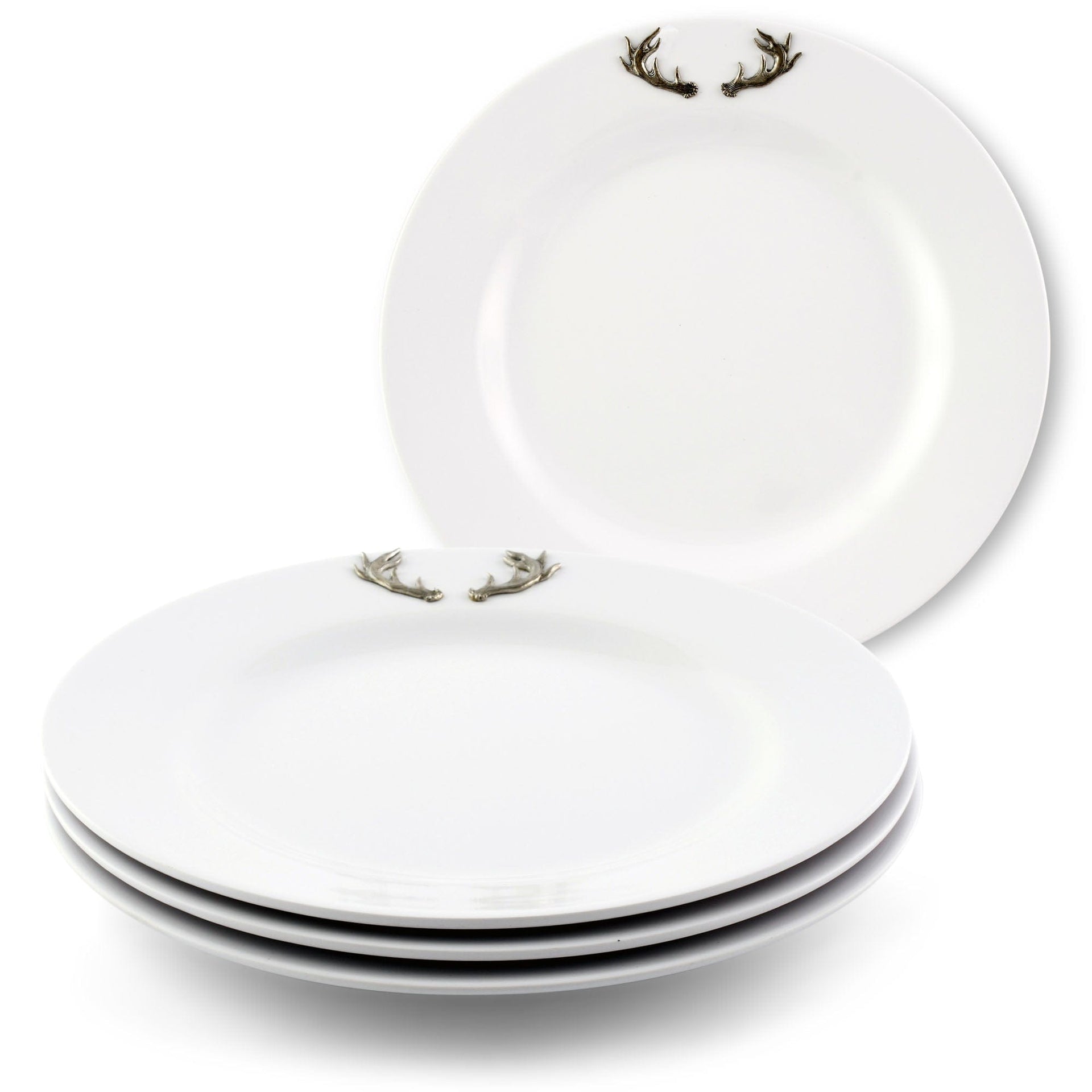 Set of 4 Elk / Deer Antlers Melamine Lunch Plates - Arthur Court