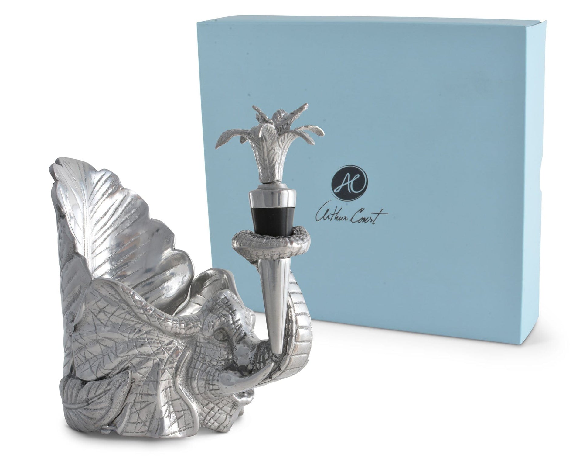 Elephant Wine Coaster and Stopper Set by Arthur Court Designs