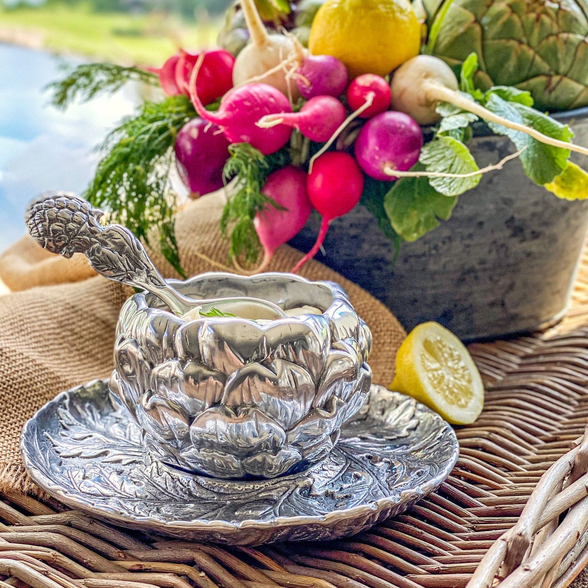 Artichoke Condiment Set 3 piece by Arthur Court Designs