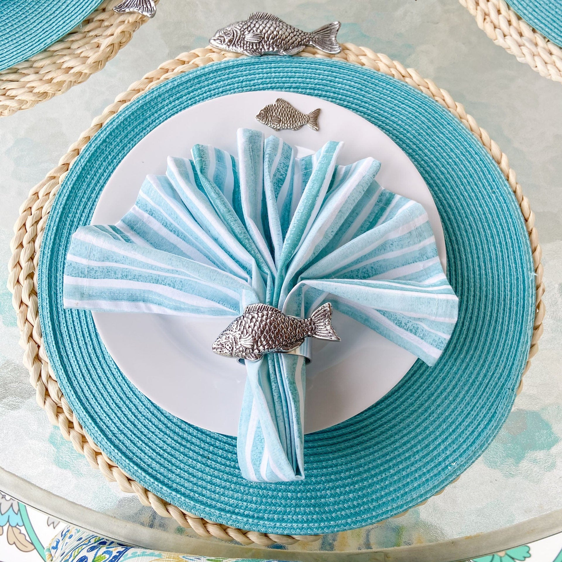 Fish Twisted Seagrass Placemats - Set of 4 by Arthur Court Designs