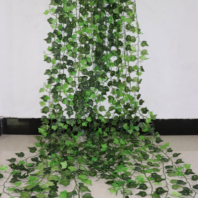 Artificial Ivy Leaf Garland Fake Leaves Hanging Vines For Home Decor Creeper Green Ivy Artificial Ivy Garland Greenery Hanging Plant Vine for Wedding Wall Party Room Astethic Stuff Decor 100pcs Leaf 1 piece 2.4M