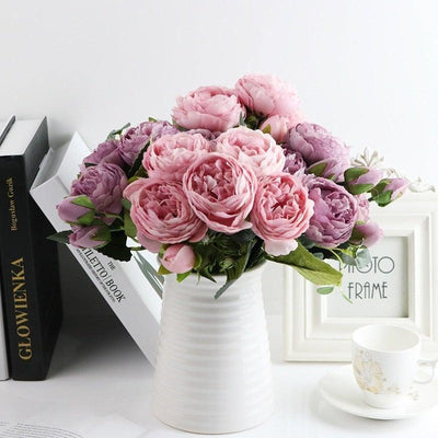 Artificial Roses Flowers Bundle Of Beautiful Silk Peony Bouquet For Home Wedding Party Scrapbook Decoration Accessories Artificial Rose Flowers Bouquet Silk Flowers Rose for Home Bridal Wedding Party Festival Decor