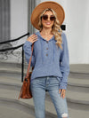 Autumn and winter new solid color hooded button loose long sleeved top