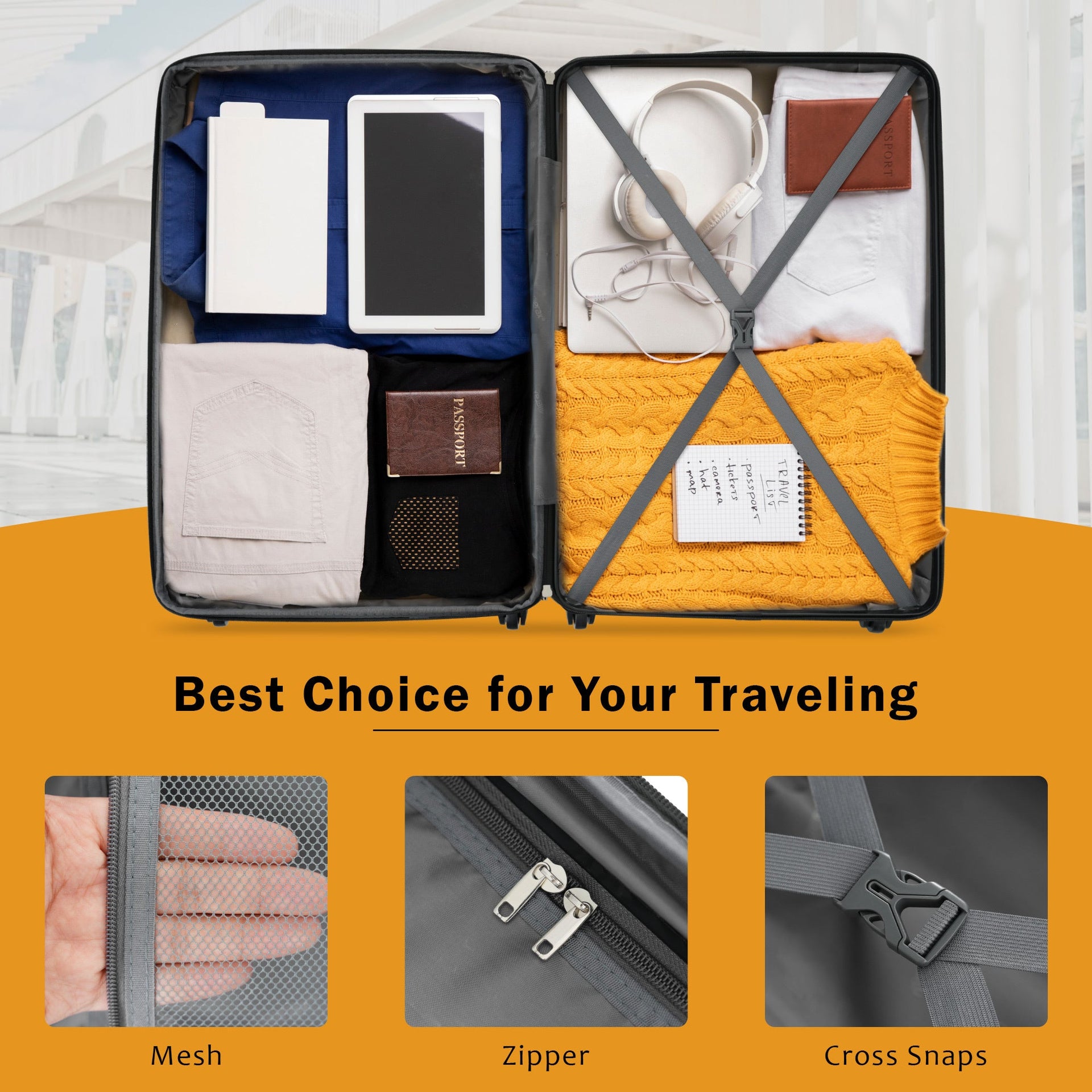 2 Piece Luggage Set with Bags Expanable Spinner Wheels ABS Lightweight Suitcase with TSA Lock 20inch+28inch
