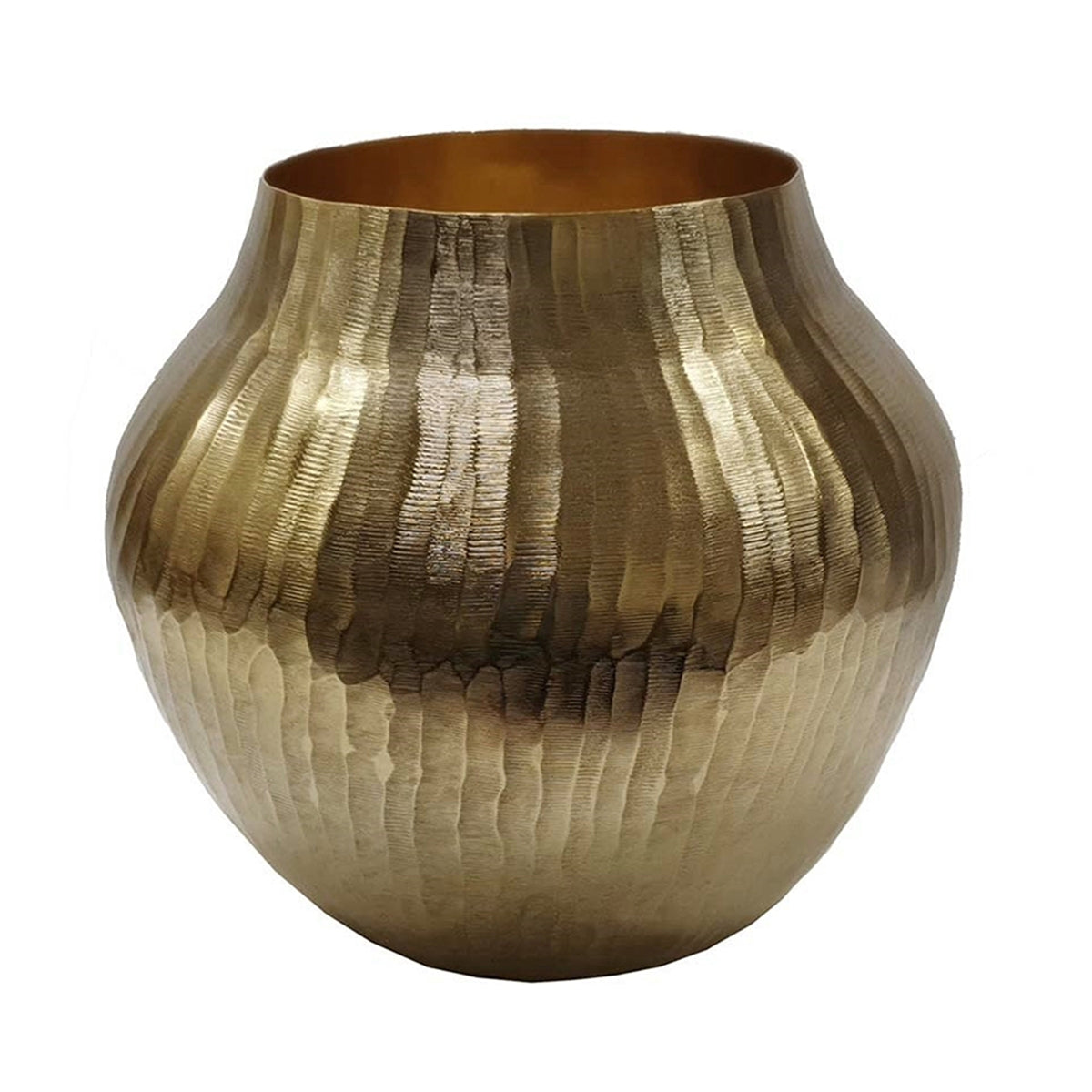 13.5x13.5x11.5' Aluminum Chisel Flower Vase, Gold